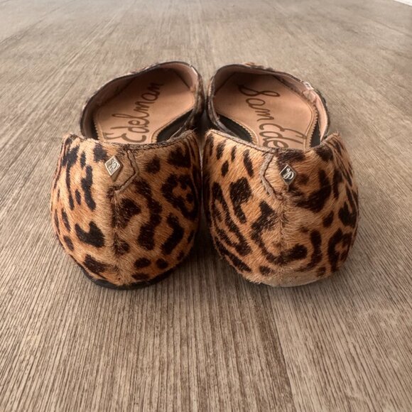 Sam Edelman Leopard Calf Hair d'Orsay Flats Size 8.5 Slip-On Pointed Toe Shoes - Picture 6 of 7